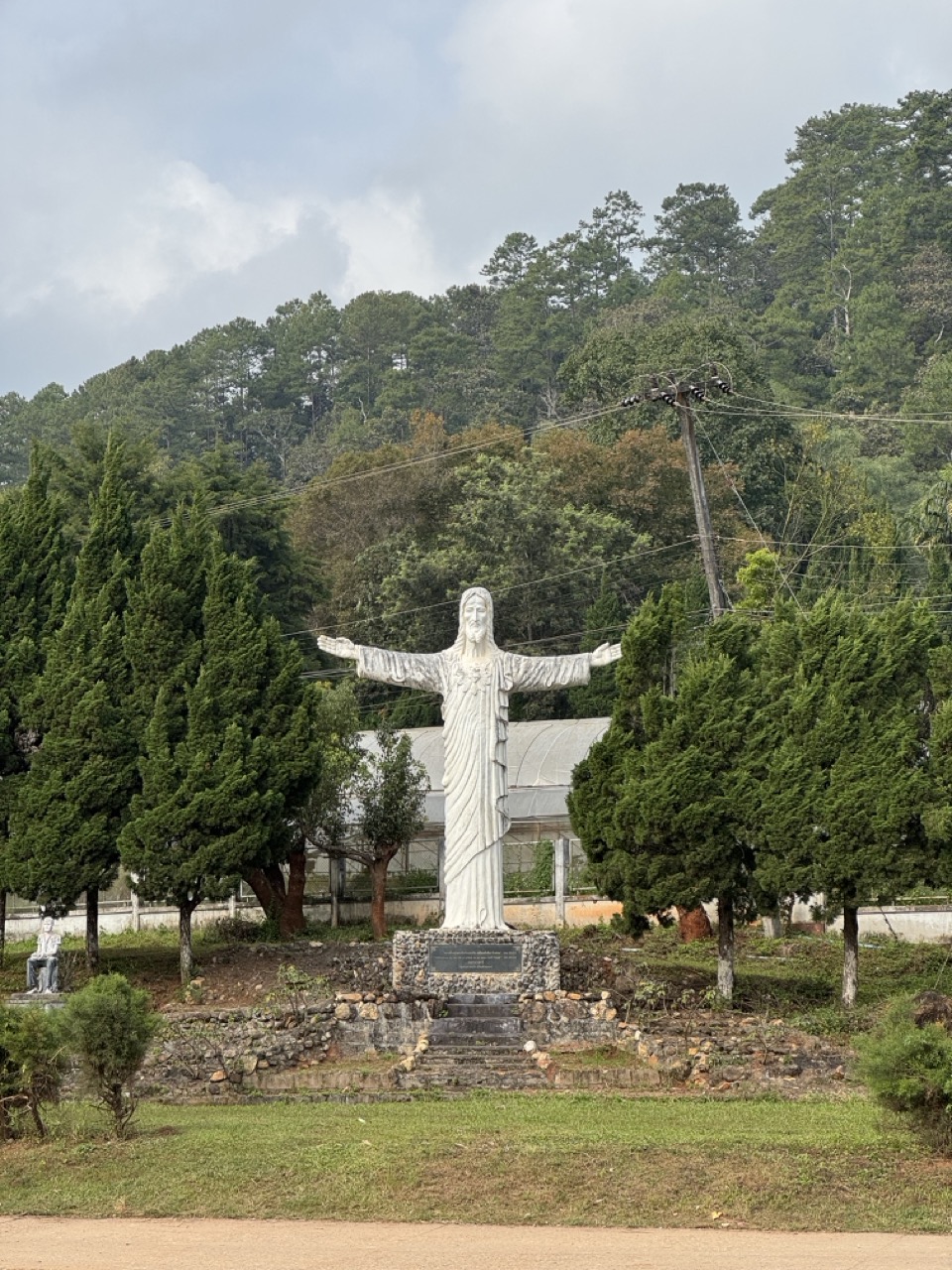The Christ statue at the top of the Mae Sa Valley — for our purposes, just the landmark where the dirt starts.