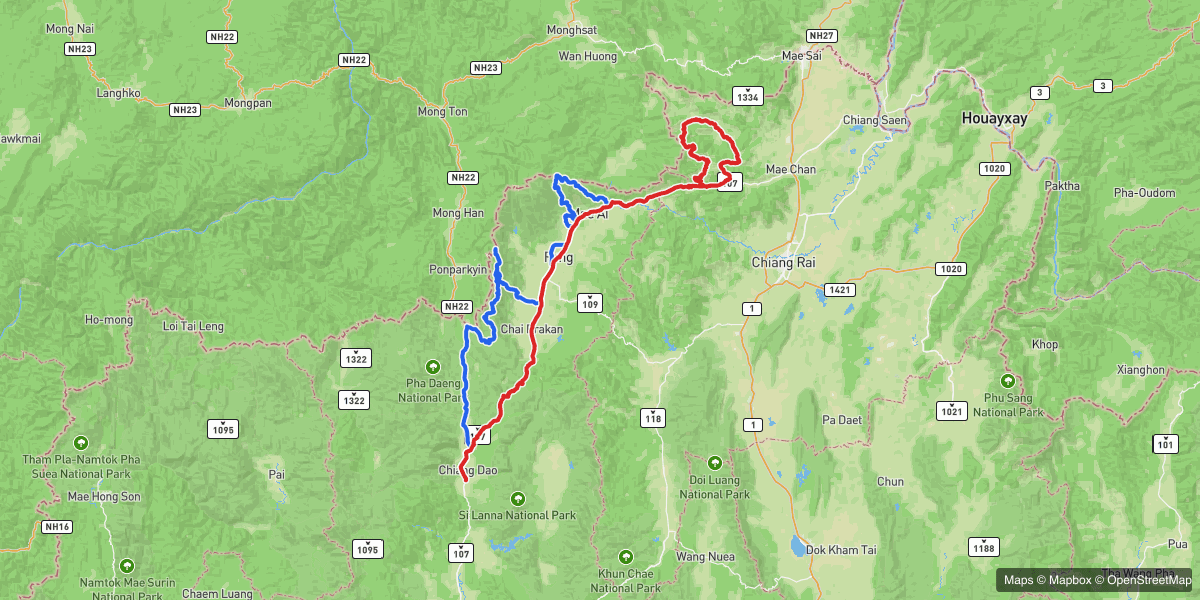 Track map for Two Days on the Burma Border: Fang, Thaton and Doi Mae Salong