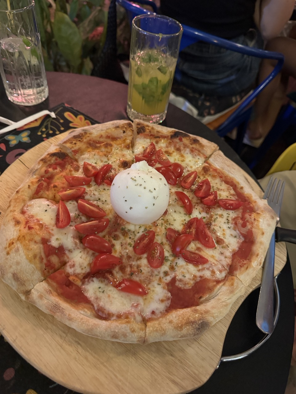 Margherita pizza with burrata. Yes, in Luang Prabang.