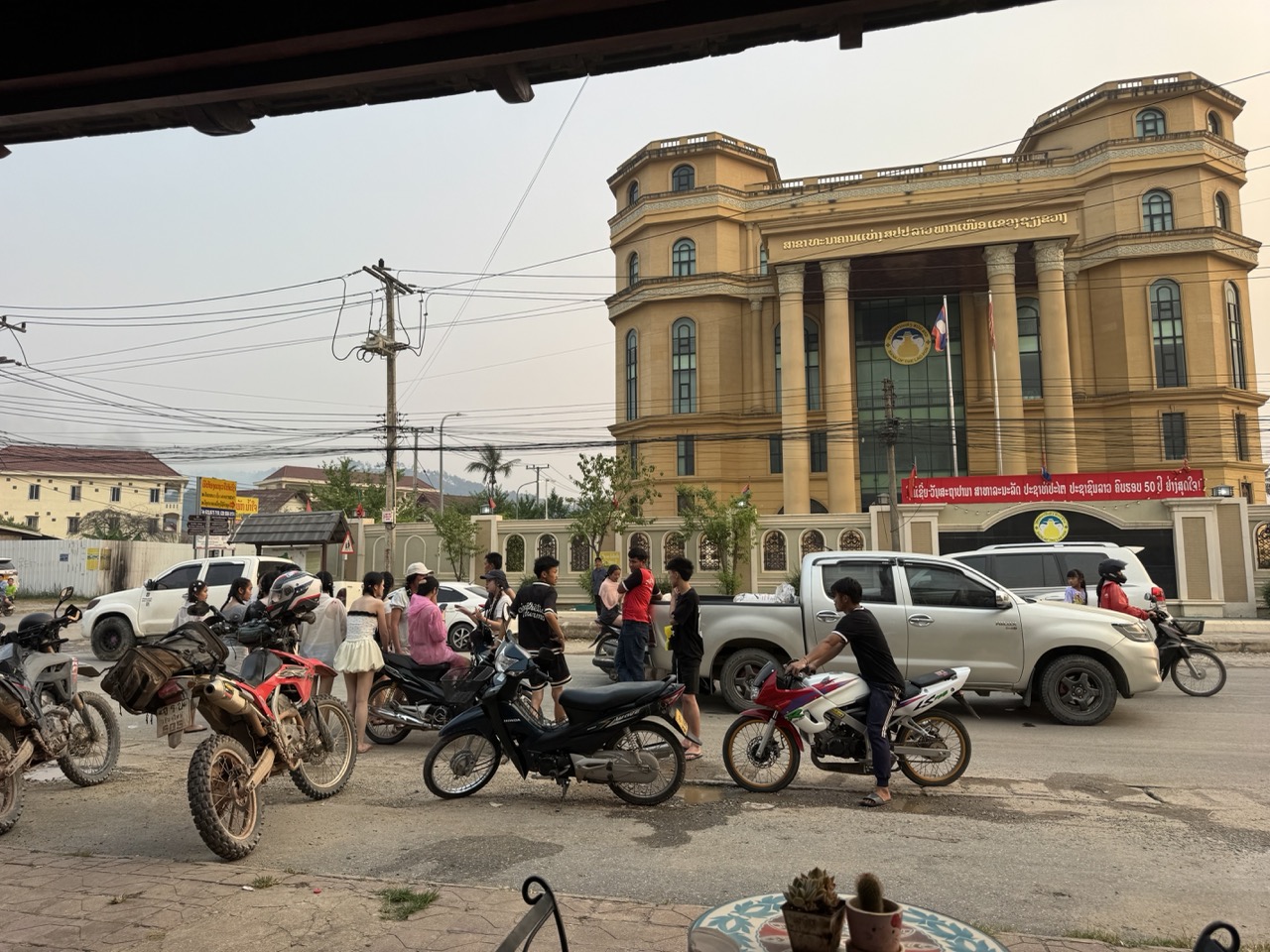 Government building, viewed from a cafe terrace in Phonsavan.