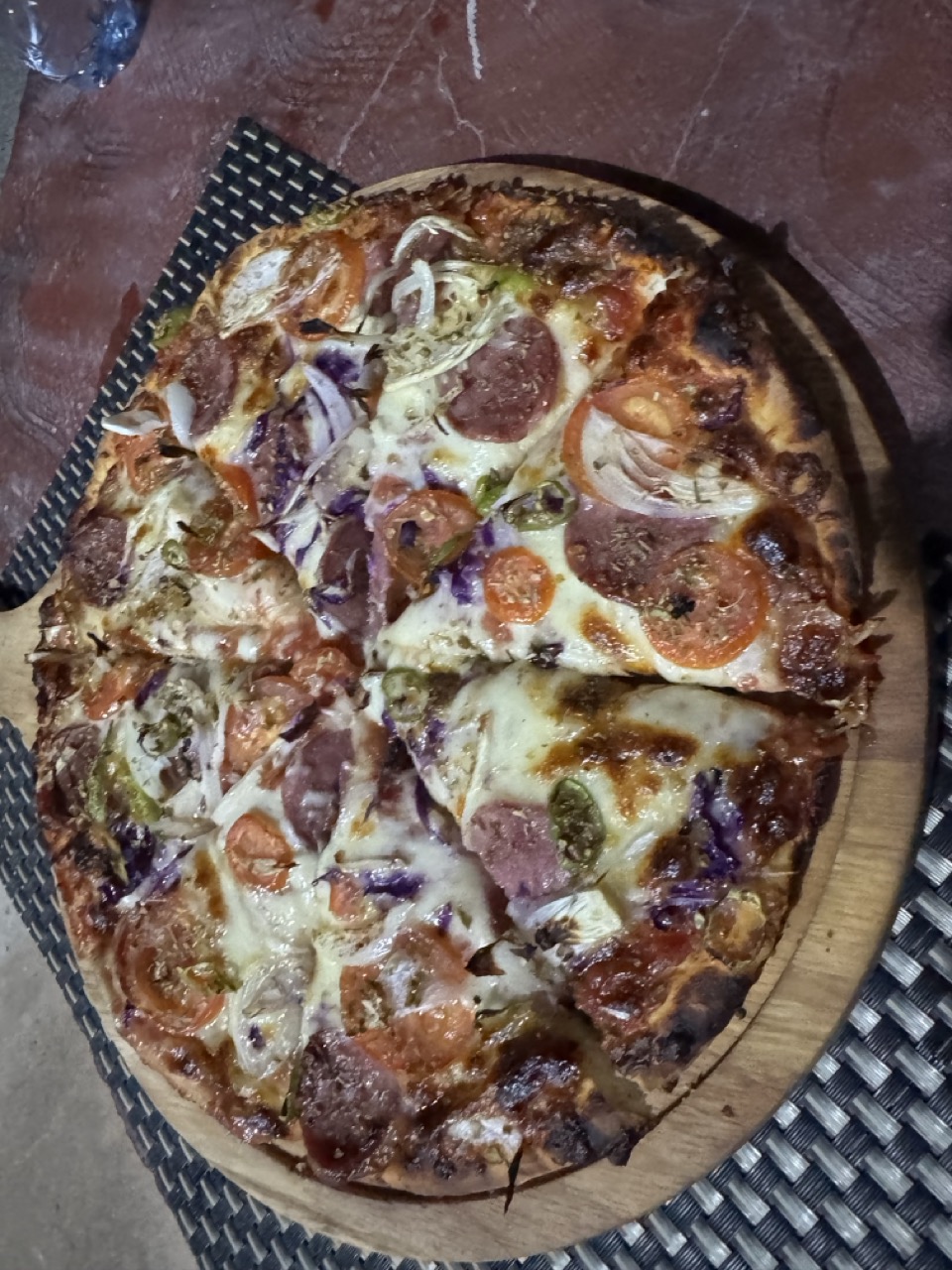 Pepperoni pizza dinner. After 250km of mountain road, you eat what you want.
