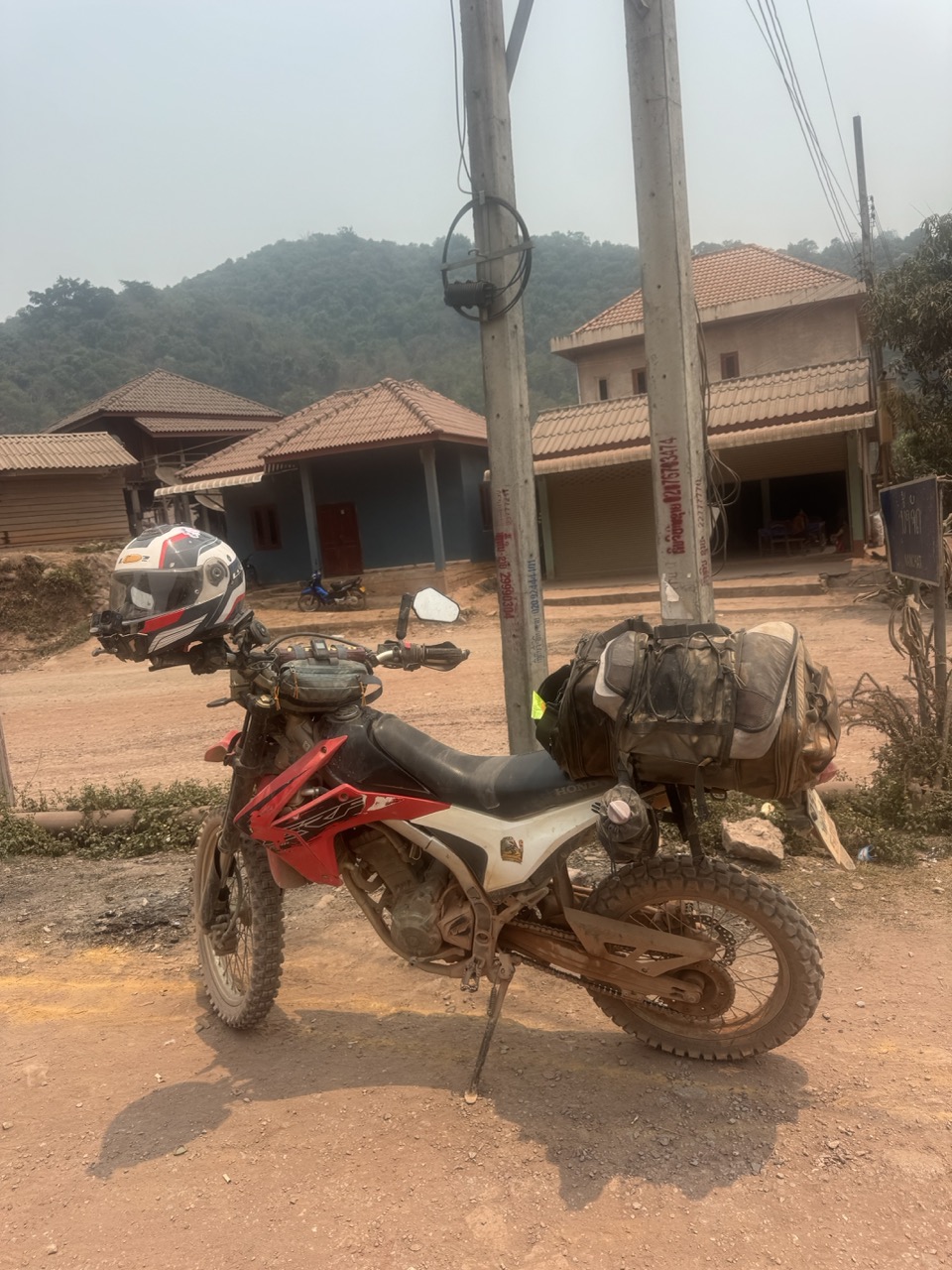 Dusty CRF parked outside the lunch stop.