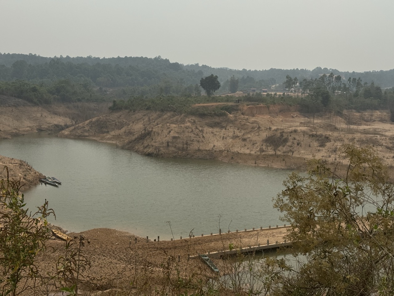Nam Ngum reservoir at low water — April is end of dry season.