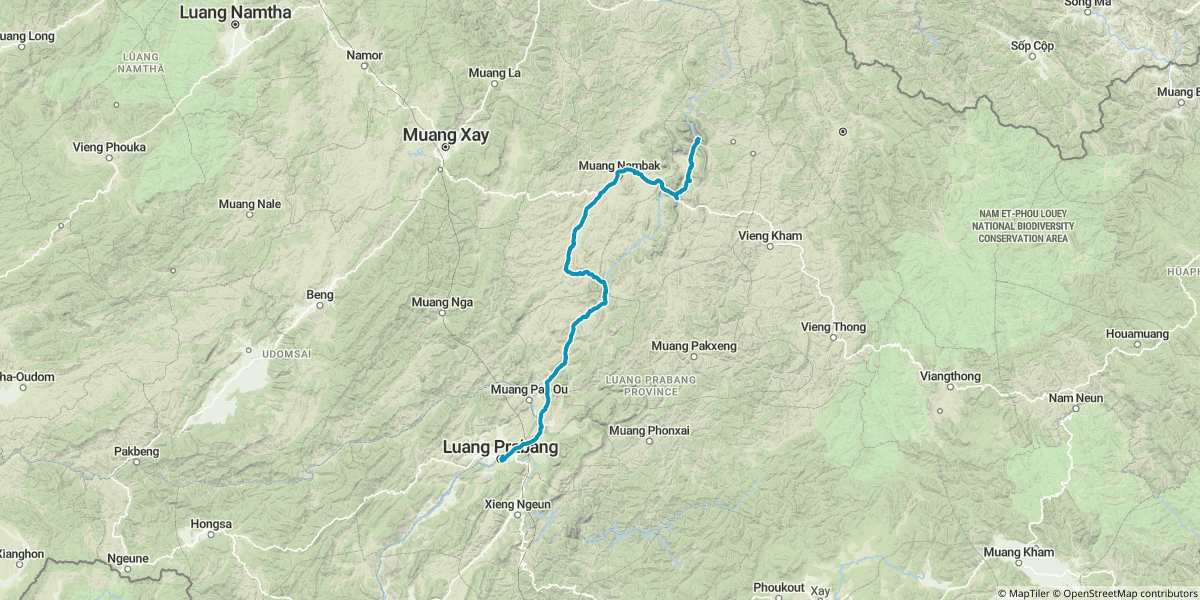 Day 7: Nong Khiaw to Luang Prabang — smooth tarmac all the way and an easy half-day into the old capital.