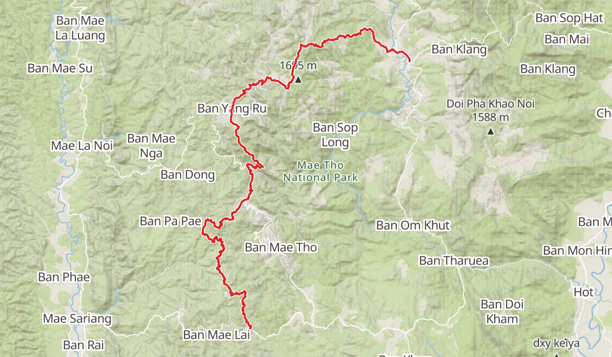 Track map for Mae Sariang to Mae Chaem via Village Roads